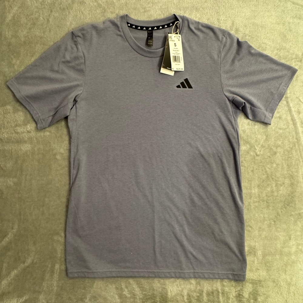 Adidas AEROREADY Mens Small Training T-Shirt Silver Violet Black Gym Tee JP4953